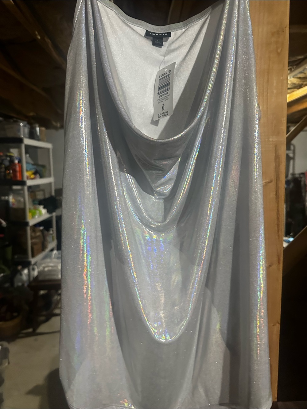 Torrid White Iridescent Cowl Neck Cami